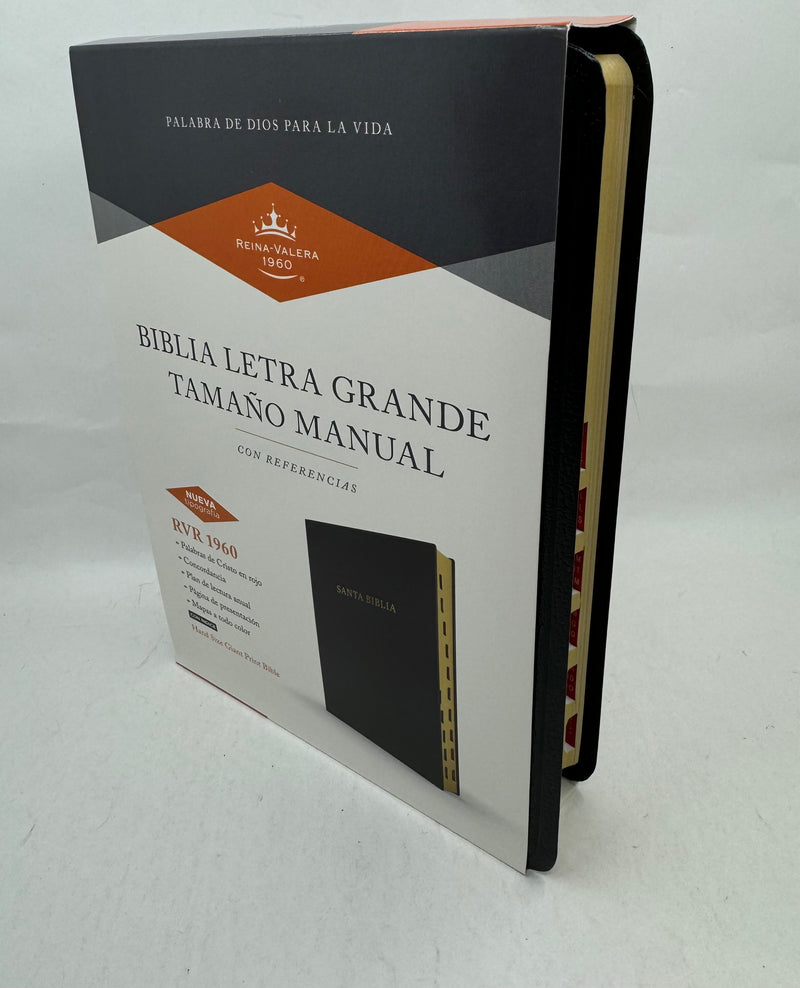 Biblia letra RV1960 tamaño manual negro piel imitación con indice