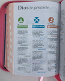 Bíblia letra grande 11 puntos portatil  rv1960  para jóvenes cierre tela jean cinturon rosa indice