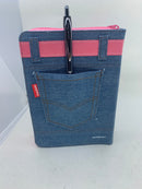 Bíblia letra grande 11 puntos portatil  rv1960  para jóvenes cierre tela jean cinturon rosa indice