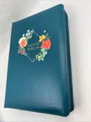 Bibia letra gigante 14 puntos tamaño manual reina valera 1960 cierre turquesa flores