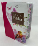 Biblia para jovencitas tamano  bolsillo reina valera 1960 piel imitación floral fusia 8 puntos