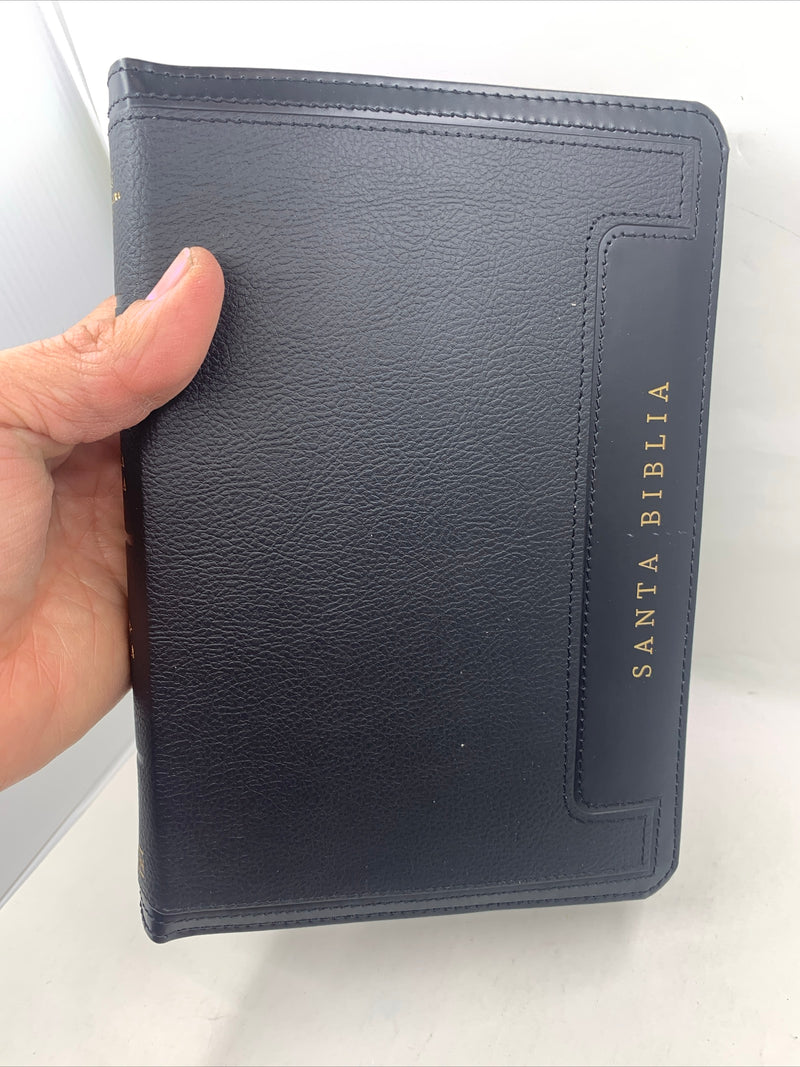 Biblia Letra Grande 12 Puntos Tamaño Manual RVR, 1960 semilpiel,Negro Indice edicion limitada