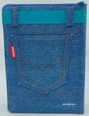 Biblia para jovencitas  letra grande  portatil  tapa tela Jean con cierre y índice 11 puntos