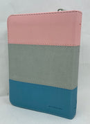 Biblia para mujer  de Bolsillo con Cierre RV1960 imit tricolor rosa/blanco/turquesa con índice