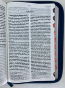 Bíblia letra grande riena Valera 1960 tapa Jean con cierre y índice 12 puntos