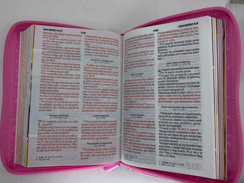 Biblia para niñas letra grande rv1960 mi gran viaje rosa coronas