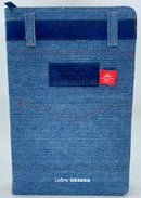 Bíblia letra grande riena Valera 1960 tapa Jean con cierre y índice 12 puntos