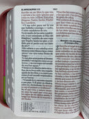 Biblia con Cierre Compacta 11 puntos RV1960 imit tricolor rosa/fucsia/lima con índice