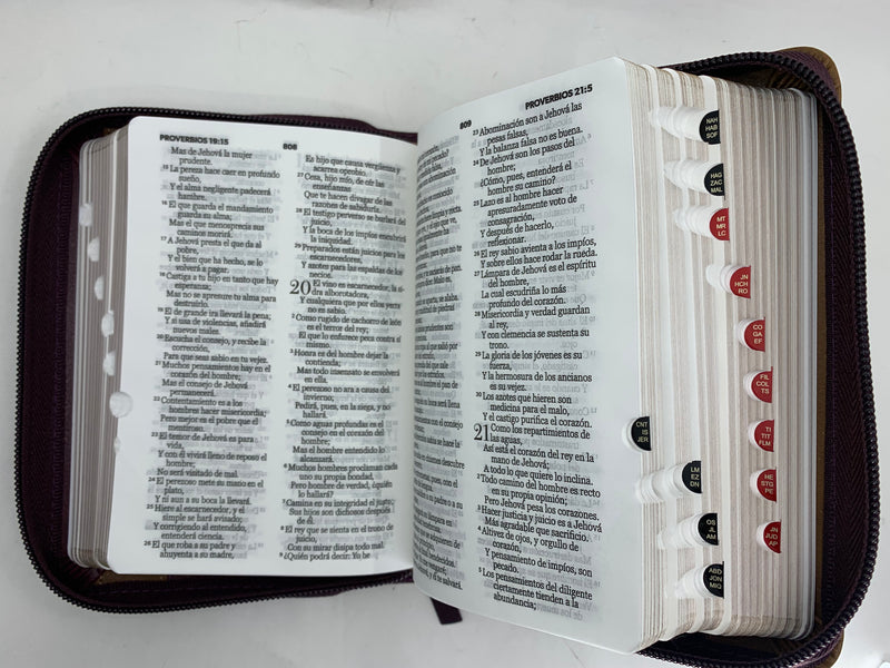 Biblia de bolsillo Reina Valera 1960 piel imitación vino café 8 puntos