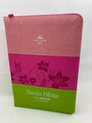 Biblia con Cierre Compacta 11 puntos RV1960 imit tricolor rosa/fucsia/lima con índice