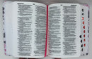 Biblia tamaño bolsillo rv1960 imitación tela impresa palabra de vida rosa