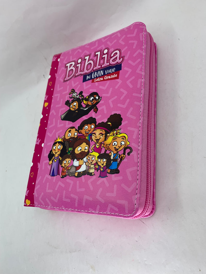 Biblia para niñas letra grande rv1960 mi gran viaje rosa coronas