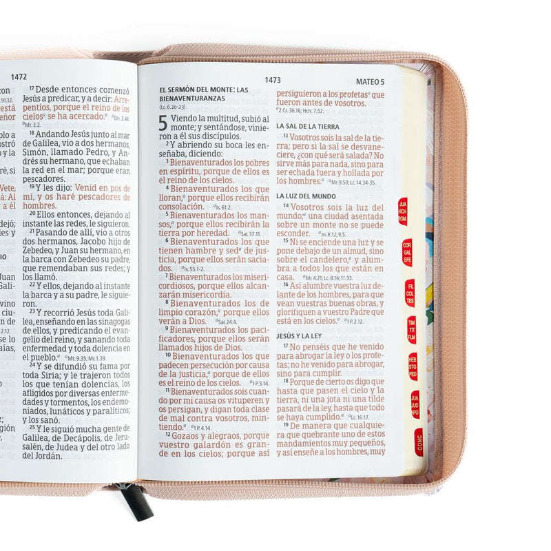 Biblia RV 1960 letra grande 12 puntos  Imitacion Piel, Tamaño Manual, Con Cierre e Indice,  Crema