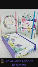 Biblia Letra Grande 12 puntos para Mujer RV1960 tapa dura violeta floral con elástico