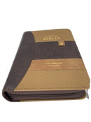 Biblia Reina Valera 1960 tamaño portátil Letra Grande 11 puntos Imitación Piel tech dots café/café/café. Con cierre e índice