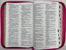 Biblia para Mujer 12 puntos RV1960 imit piel marron/fucsia/lima con indice