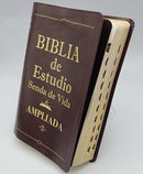 Biblia de Estudio pastoral  senda de vida  rv 1960 Ampliada piel imitacion Marron Indice