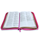 Biblia para Mujer 12 puntos RV1960 imit piel marron/fucsia/lima con indice