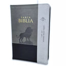 Biblia con Cierre Letra Súper Gigante Manual 19 puntos RV1960 duotono león gris y negro con índice