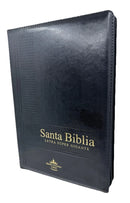 Biblia Letra Super Gigante 19Pts con zipper e índice RVR60 | Piel Especial Negro