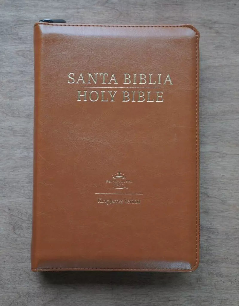 Biblia Bilingue Tamaño Personal RVR1960 Caramelo/ Tan Bilingual Bible King James con indice