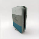 BIBLIA DE BOLSILLO REINA VALERA 1960 TRICOLOR BLANCO GRIS TURQUESA CON CIERRE