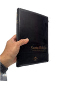 Biblia Letra Super Gigante 19Pts con zipper e índice RVR60 | Piel Especial Negro