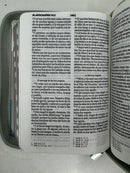 BIBLIA DE BOLSILLO REINA VALERA 1960 TRICOLOR BLANCO GRIS TURQUESA CON CIERRE