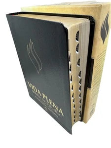 Biblia de Estudio - Vida Plena Actualizada y Ampliada  R V 1960 PIEL FABRICADA NEGRO INDICE