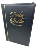 Biblia Letra Super Gigante 19 puntos RVR.1960 piel genuina negro  con cierre con indice