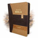 Biblia Reina Valera 1960 tamaño portátil Letra Grande 11 puntos Imitación Piel tech dots café/café/café. Con cierre e índice