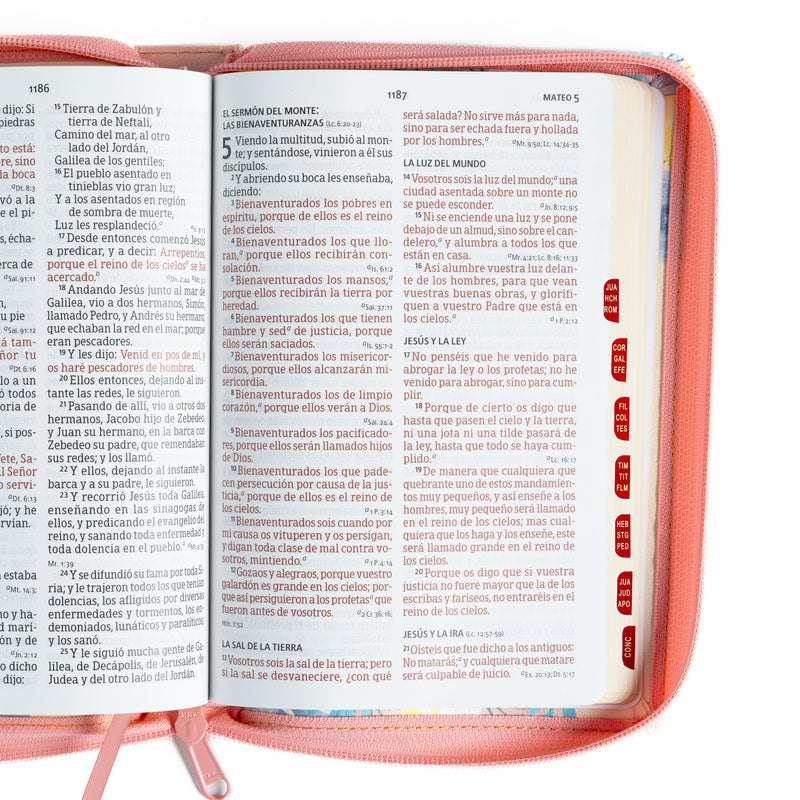 Biblia para Mujer Letra Grande Manual 12 puntos RV1960 caramelo indice y cierre