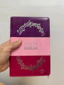 Bíblia para mujer letra grande  Tamano manual Reina Valera 1960 Rosa violeta cierre 12 puntos