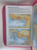 Bíblia de promesas letra grande rosa 13 puntos Reina Valera 1960 fucia cierre indice