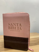Bíblia tamaño bolsillo rosado reina Valera 1960 con índice cremallera