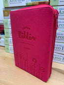 Bíblia Nvi para niñas tamaño bolsillo con cierre fuchsia nueva version internacional