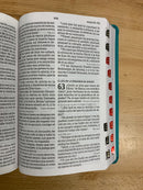 Bíblia letra gigante reina 1960 simipiel aqua con índice 14 puntos