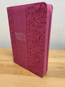 Bíblia para Mujer letra grande tamaño manual reina valera 1960 fuchsia semipiel Indice