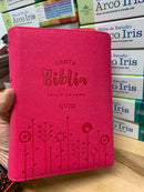 Bíblia Nvi para niñas tamaño bolsillo con cierre fuchsia nueva version internacional