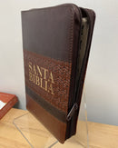 Bíblia de letra grande tamaño manual Reina Valera 1960 con índice bicolor cierre marron oscuro