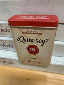 Juego de preguntas bíblicas Quien soy?150 preguntas caja de metal