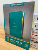 Bíblia de letra  grande Ntv sentipiel turquesa zíper con referencias