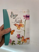 Bíblia letra grande portátil reina Valera 1960 cierre mariposa turquesa índice 11 puntos