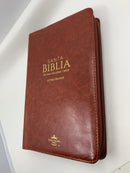 Bíblia de letra grande 12 puntos  riena Valera 1960 semipiel cafe Cierre