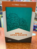 Bíblia letra gigante reina 1960 simipiel aqua con índice 14 puntos