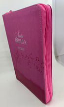 Bíblia para mujer letra grande reina Valera 2020 fuxcia cierre 12 puntos