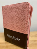 Bíblia de letra gigante pra mujer  reina Valera 1960  cierre rosa marrón 14 puntos