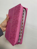 Bíblia para Mujer letra grande tamaño manual reina valera 1960 fuchsia semipiel Indice