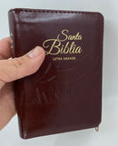 Bíblia tamaño bolsillo letra grande  9 puntos reina Valera 1960 cierre café índice