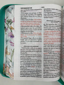 Bíblia letra grande portátil reina Valera 1960 cierre mariposa turquesa índice 11 puntos